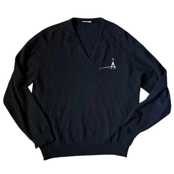 Vintage Stephenson Pure Double Weight Lambswool Golf Embroidered Sweater Size XL